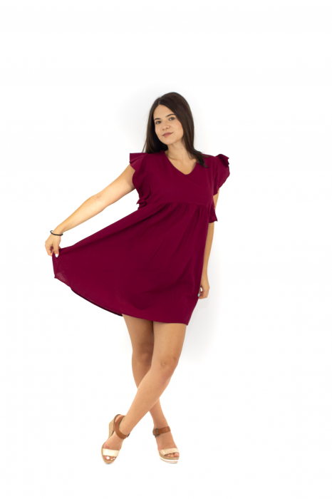 Rochie scurta fara maneci cu volanase - Mustar [2]