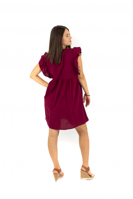 Rochie scurta fara maneci cu volanase - Mustar [4]