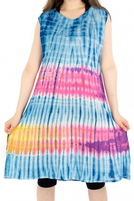 Rochie Tie-Dye din rayon - Albastra [2]