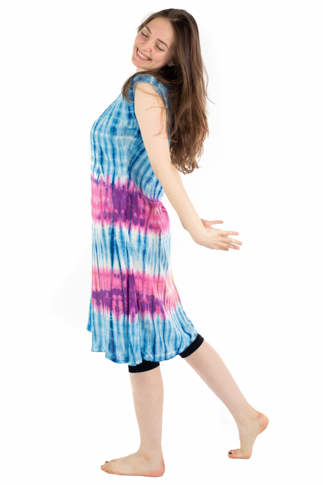 Rochie Tie-Dye din rayon - Albastra [6]