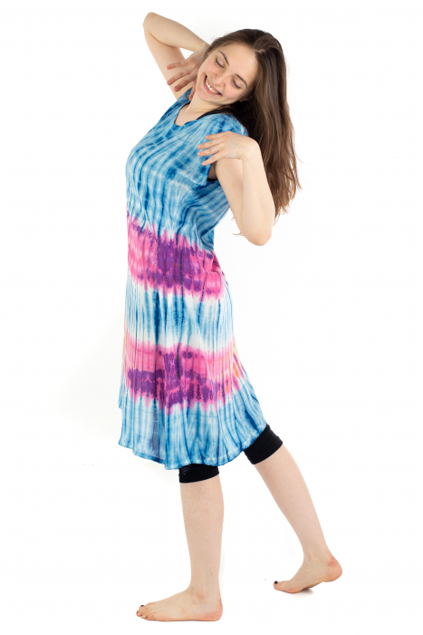Rochie Tie-Dye din rayon - Albastra [5]