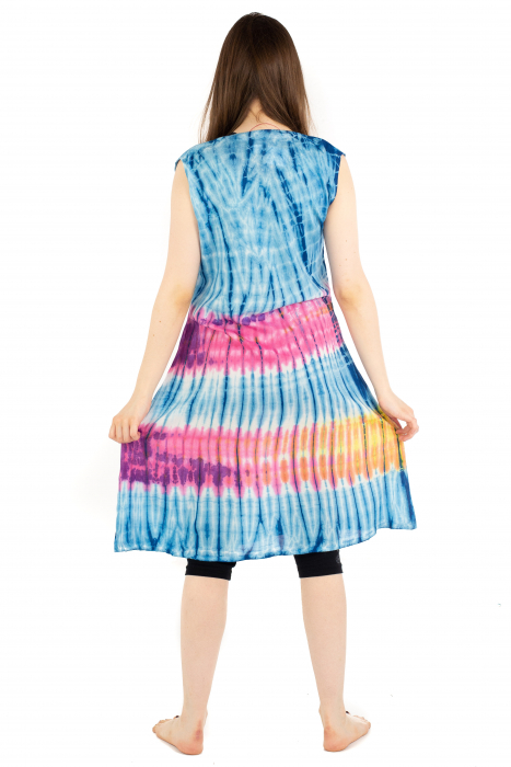 Rochie Tie-Dye din rayon - Albastra [7]