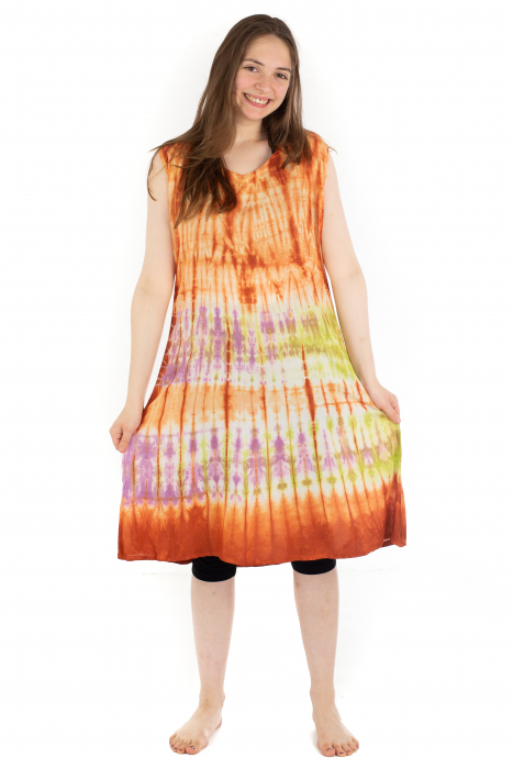 Rochie Tie-Dye din rayon - Portocalie [3]