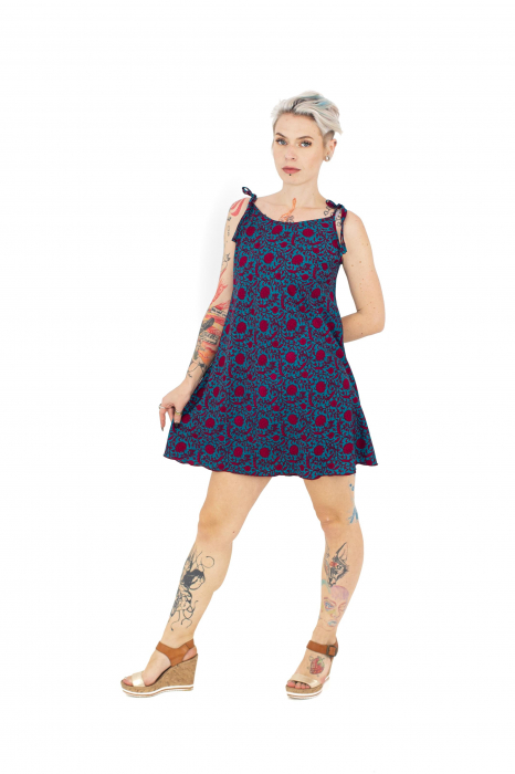 Rochie vaporoasa cu bretele - Turcoaz - M17 [5]