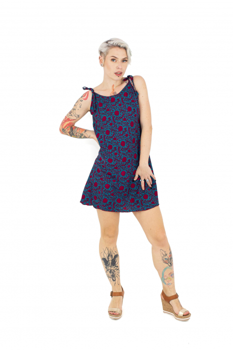 Rochie vaporoasa cu bretele - Turcoaz - M17 [2]