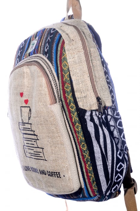 Rucsac din canepa si bumbac - I Love Books & Coffee 7 [2]