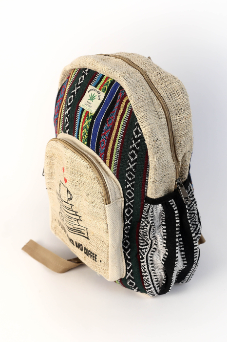 Rucsac din canepa si bumbac - I Love Books & Coffee 7 [2]