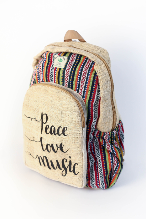 Rucsac din canepa si bumbac - Peace, Love, Music 3 [2]