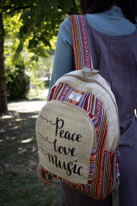 Rucsac din canepa si bumbac - Peace, Love, Music 3 [5]