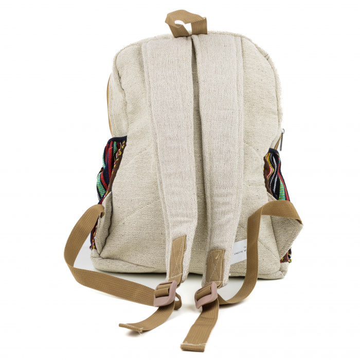 Rucsac mare din canepa si bumbac cu print artistic - Fluture - 2 Seasons [4]