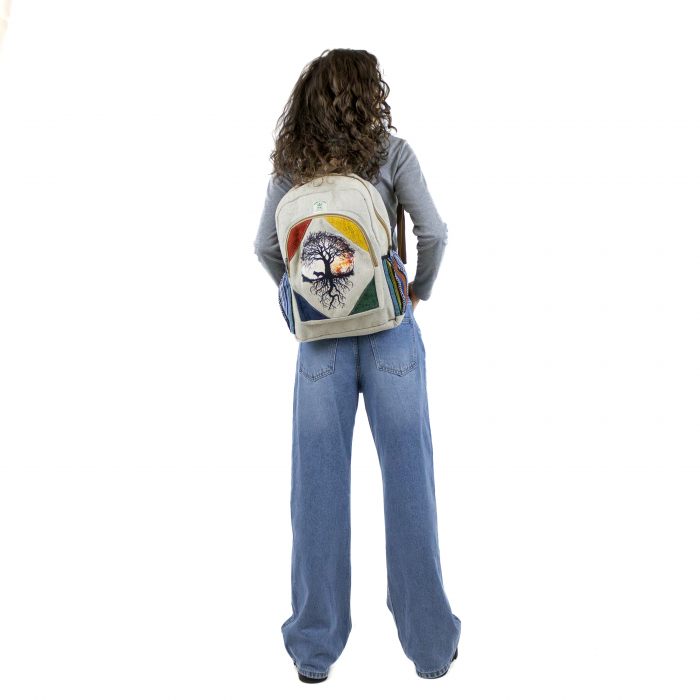 Rucsac mare din canepa si bumbac cu print artistic - Armonie si protectie [2]