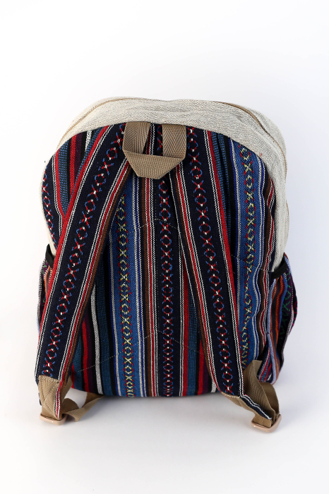 Rucsac mare din canepa si bumbac cu print artistic - Armonie si protectie [3]