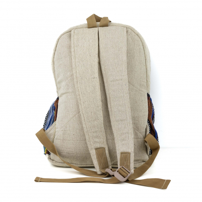 Rucsac mare din canepa si bumbac cu print artistic - Cute little bird [4]