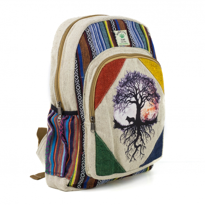 Rucsac mare din canepa si bumbac cu print artistic - Armonie si protectie [3]