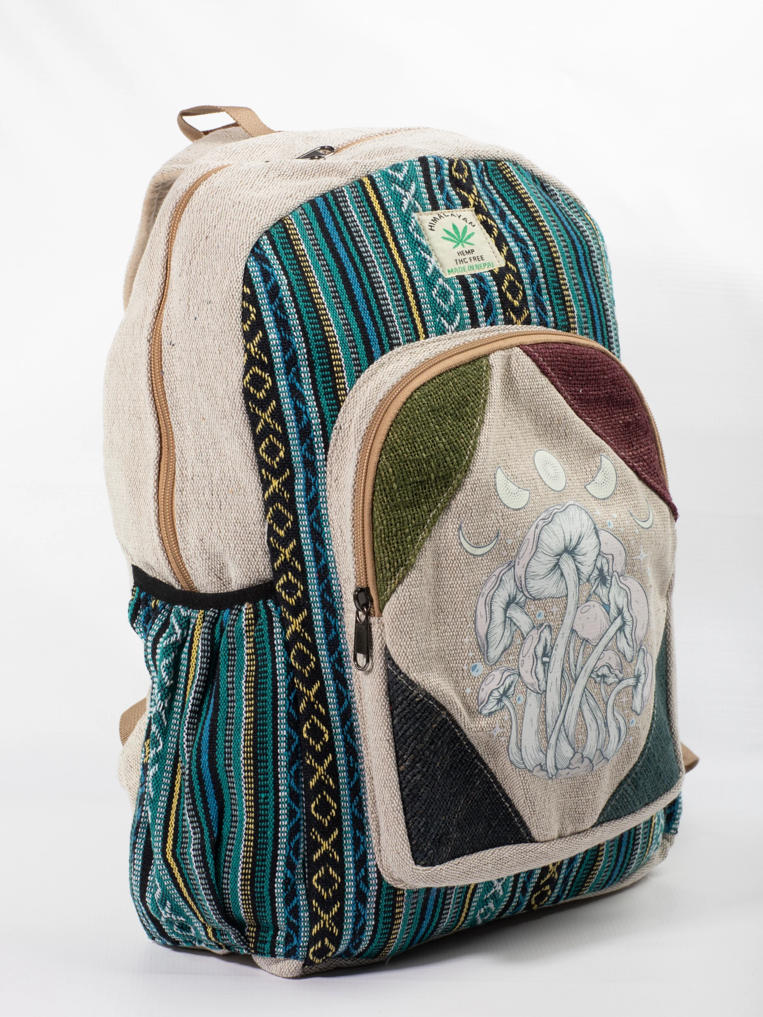 Rucsac Mare din Canepa si Bumbac cu Print artistic - Dusty Pink Mushroom [2]