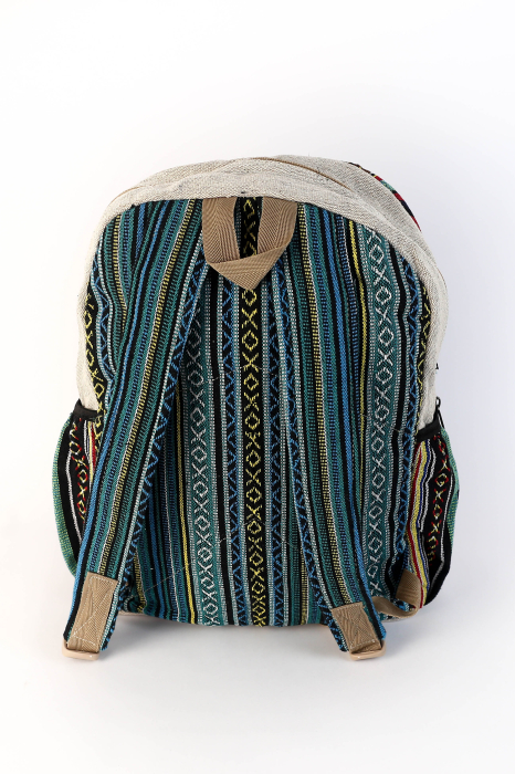Rucsac mare din canepa si bumbac cu print artistic - Fluture - 2 Seasons [3]