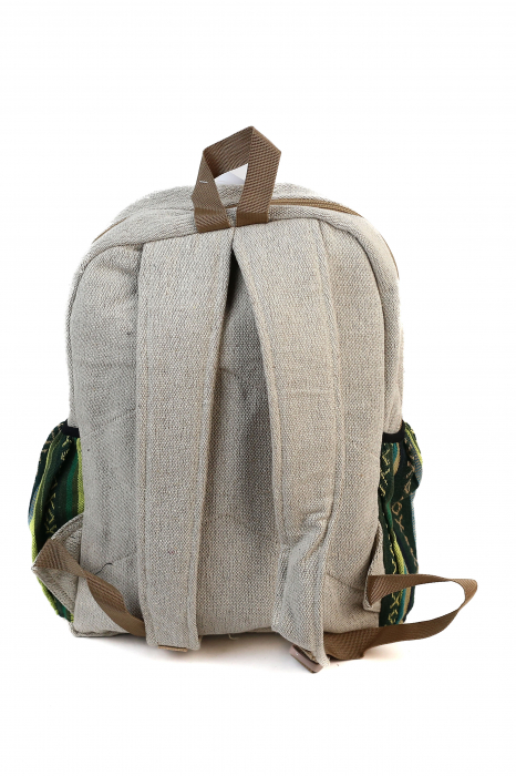 Rucsac mare din canepa si bumbac cu print artistic - Mushroom, Think Happy Thoughts [3]