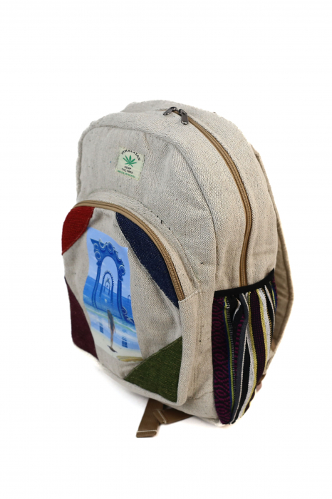 Rucsac mare din canepa si bumbac cu print artistic - Paradise [2]