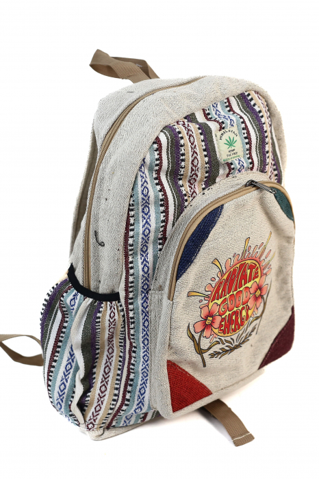 Rucsac mare din canepa si bumbac cu print artistic - Radiate Good Energy [2]