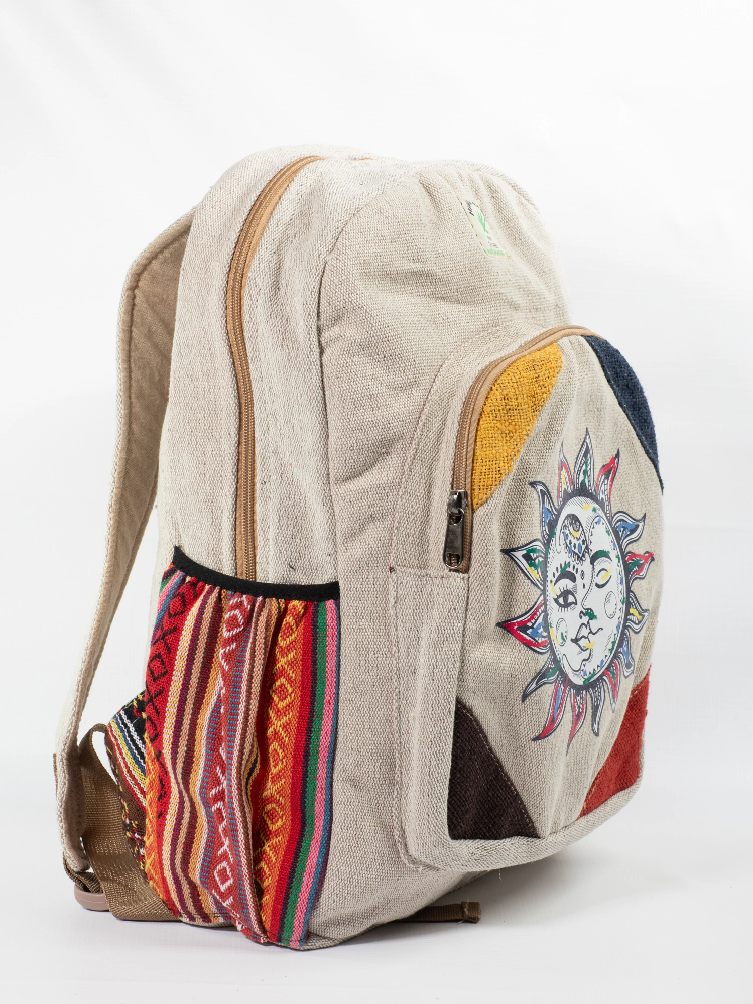 Rucsac Mare din Canepa si Bumbac cu Print Artistic - Sun & Moon [2]