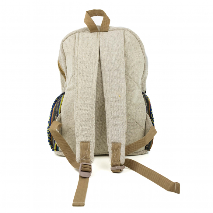 Rucsac mare din canepa si bumbac cu print artistic - Tree of Life si Lotus [3]