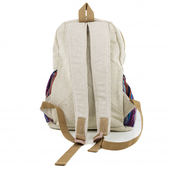 Rucsac mare din canepa si bumbac cu print artistic - Vulpe - White (Yin) & Black (Yang) [3]