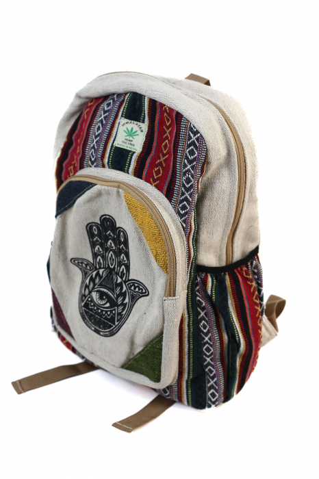 Rucsac Mare din Canepa si Bumbac cu Print - Hand of Fatima 2 [2]