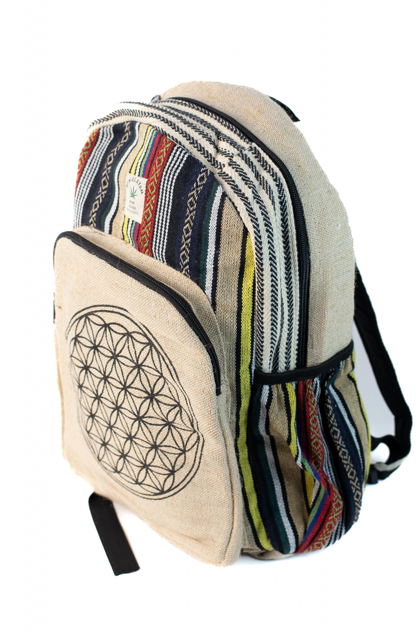 Rucsac Mare din canepa si bumbac - Print abstract2 [2]