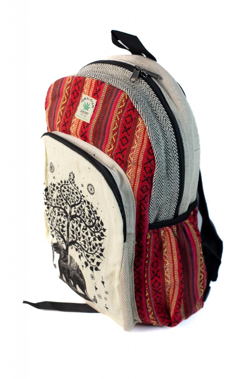 Rucsac Mare din canepa si bumbac - Tree of Life & Elephant [2]