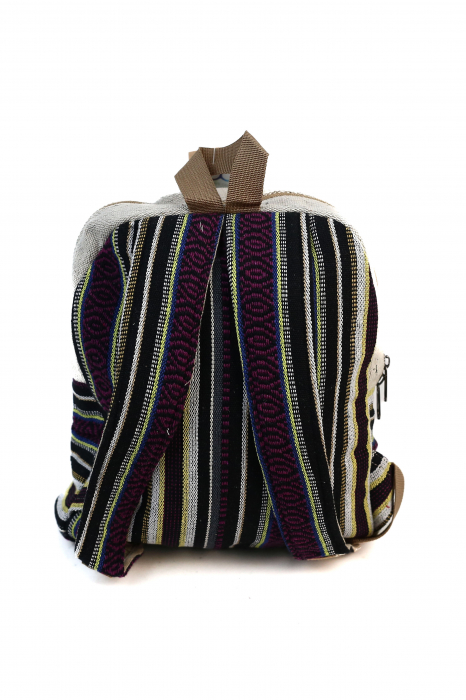 Rucsac Mic din Canepa si Bumbac cu Print Artistic - White Cat [3]