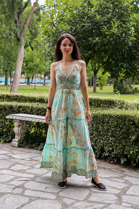 Salopeta boho lunga evazata cu volanase pe picior - Model 1 [2]