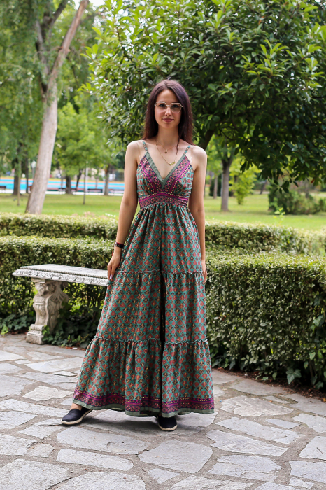 Salopeta boho lunga evazata cu volanase pe picior - Model 3 [2]