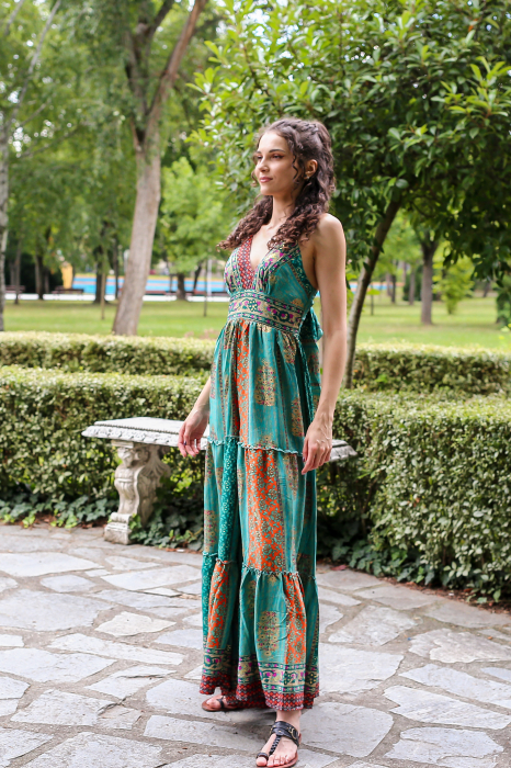 Salopeta boho lunga evazata cu volanase pe picior - Model 8 [2]