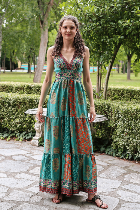 Salopeta boho lunga evazata cu volanase pe picior - Model 8 [5]