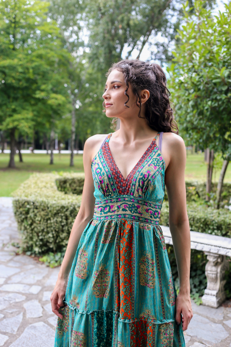 Salopeta boho lunga evazata cu volanase pe picior - Model 8 [4]