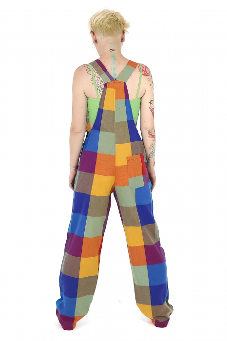 Salopetă din 100% bumbac în carouri - Multicolor [2]