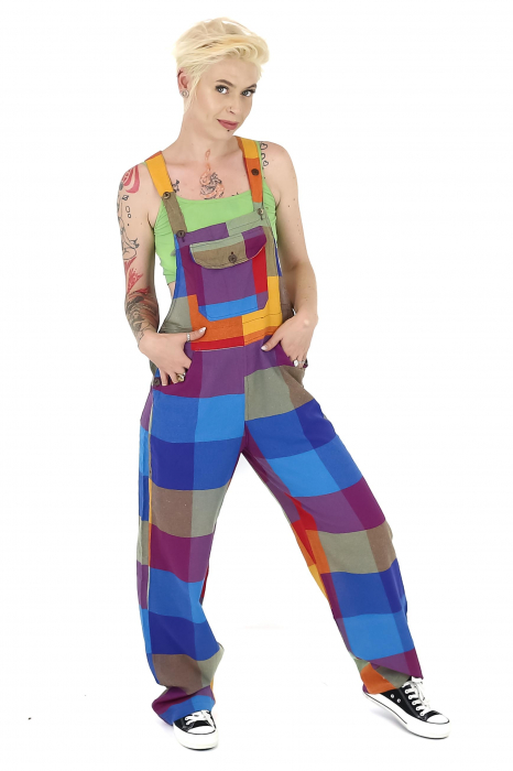 Salopetă din 100% bumbac în carouri - Multicolor [3]