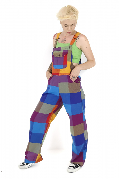 Salopetă din 100% bumbac în carouri - Multicolor [4]