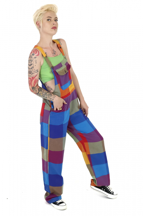 Salopetă din 100% bumbac în carouri - Multicolor [5]