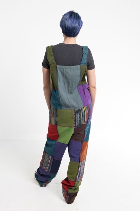 Salopeta din bumbac si petice colorat croi drept - multicolora [9]