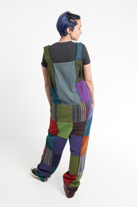 Salopeta din bumbac si petice colorat croi drept - multicolora [7]