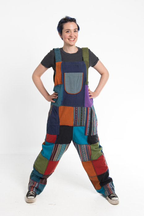 Salopeta din bumbac si petice colorat croi drept - multicolora [6]