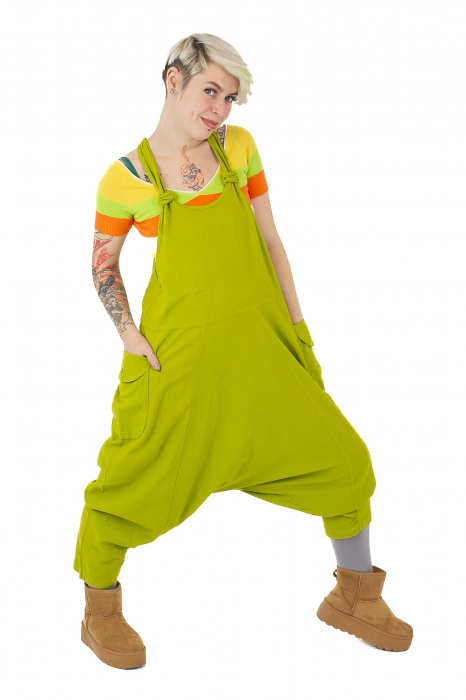 Salopeta lejera intr-o culoare din bumbac 3/4 - Lime [2]