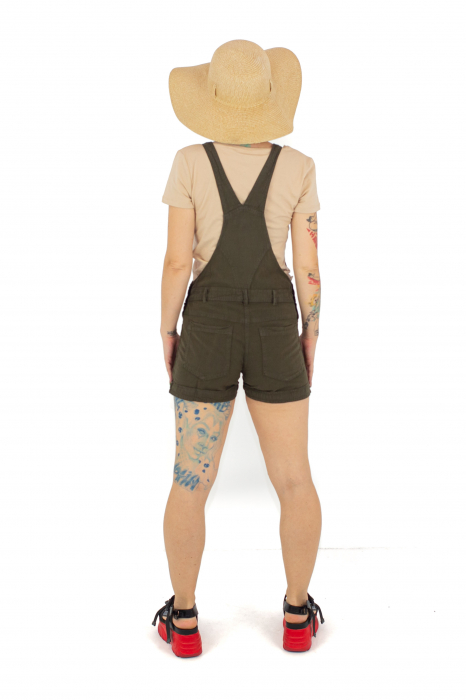 Salopeta scurta din bumbac intr-o culoare - Turquoise [5]