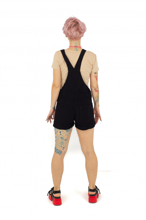 Salopeta scurta din bumbac intr-o culoare - Turquoise [4]