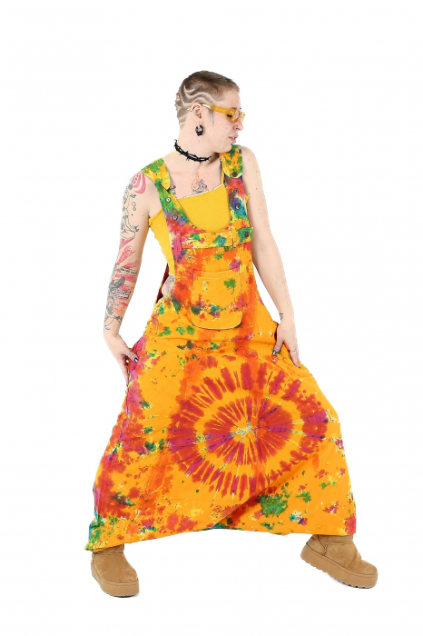 Salopeta tip salvar cu print Tie-Dye -Khaki [2]