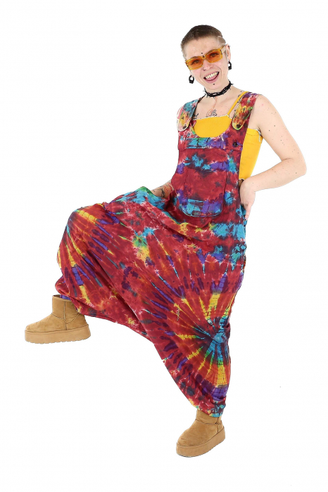 Salopeta tip salvar cu print Tie-Dye -Khaki [4]