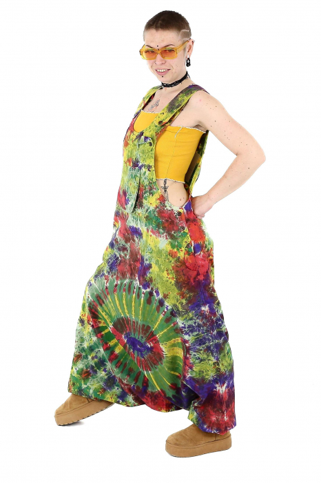 Salopeta tip salvar cu print Tie-Dye -Khaki [4]