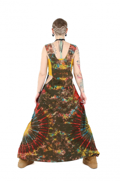 Salopeta tip salvar cu print Tie-Dye -Khaki [3]