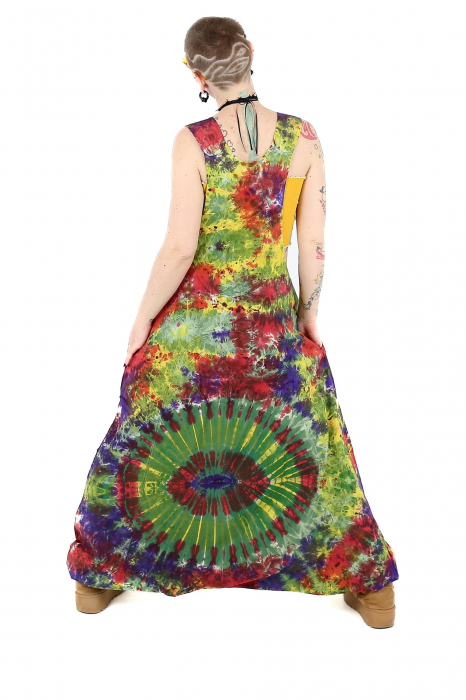Salopeta tip salvar cu print Tie-Dye -Khaki [3]